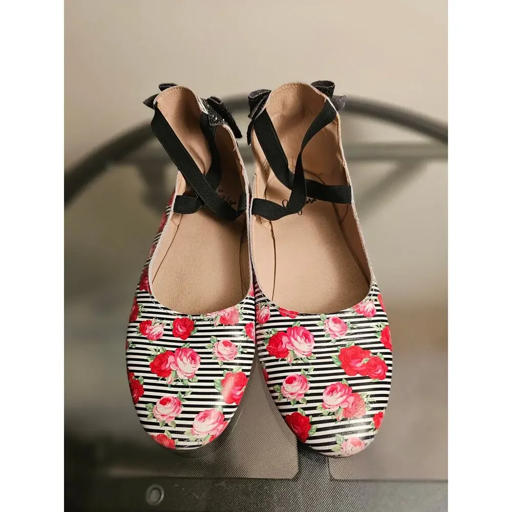 Monkey Feet Floral Leather Flats